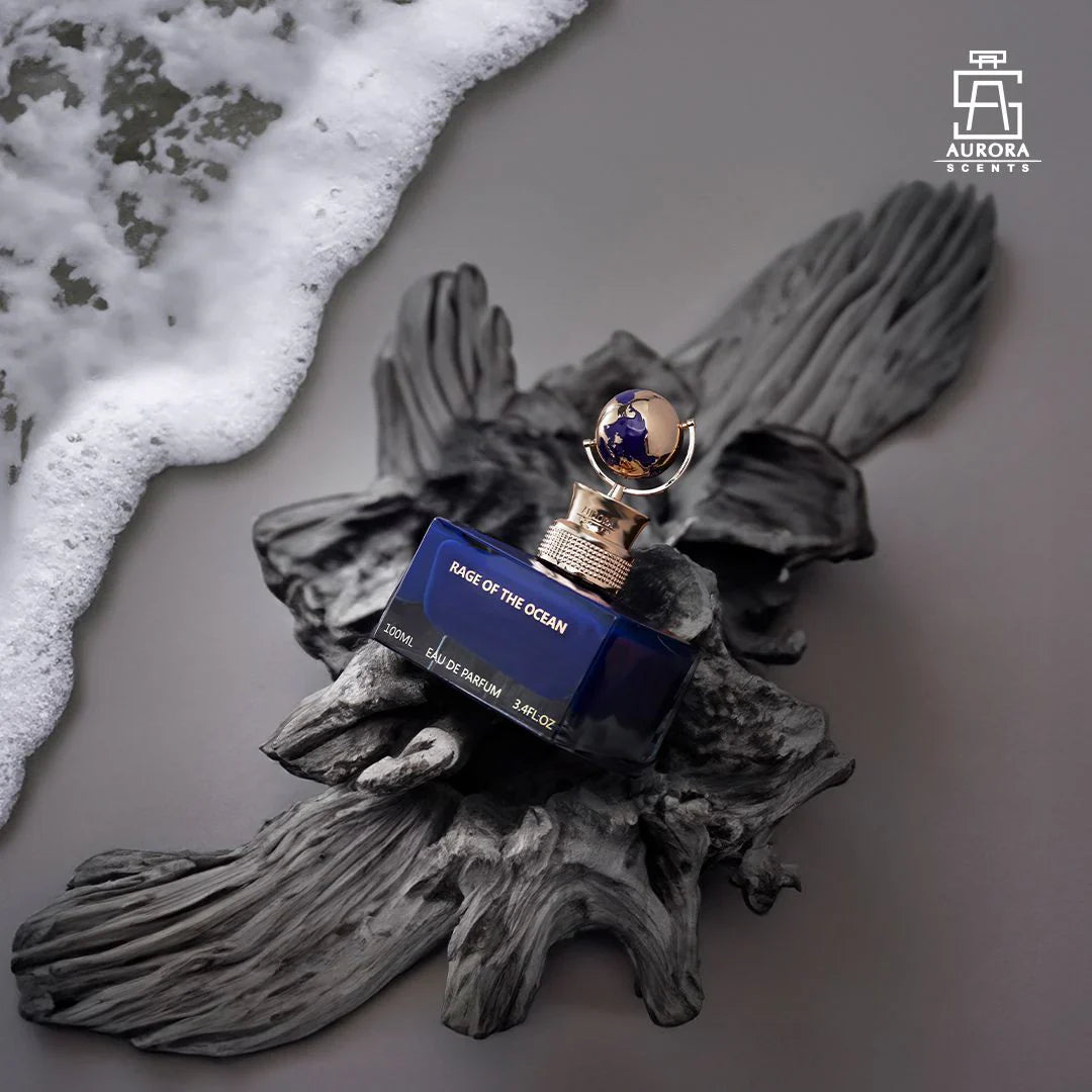 Aurora Scents Rage of The Ocean volle fles op het strand