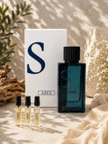 Aurora Scents Azul de volle fles met samples en de geurnoten
